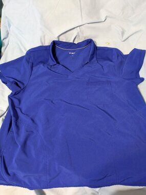 Scrubstar Women's XL  Collared scrub top. Stretch fit. Electric Blue. EUC
